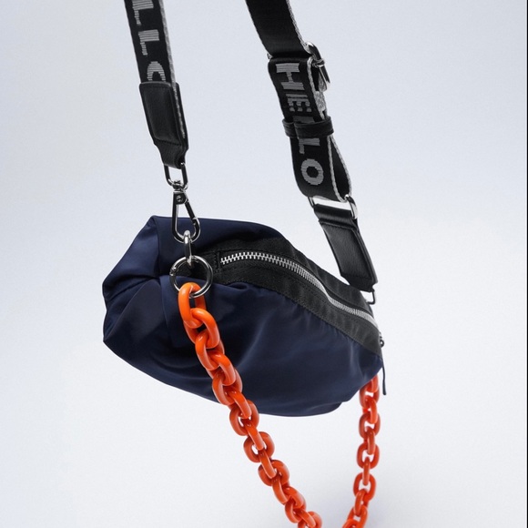 Zara | Bags | Zara Nylon Crossbody Bag With Chain | Poshmark